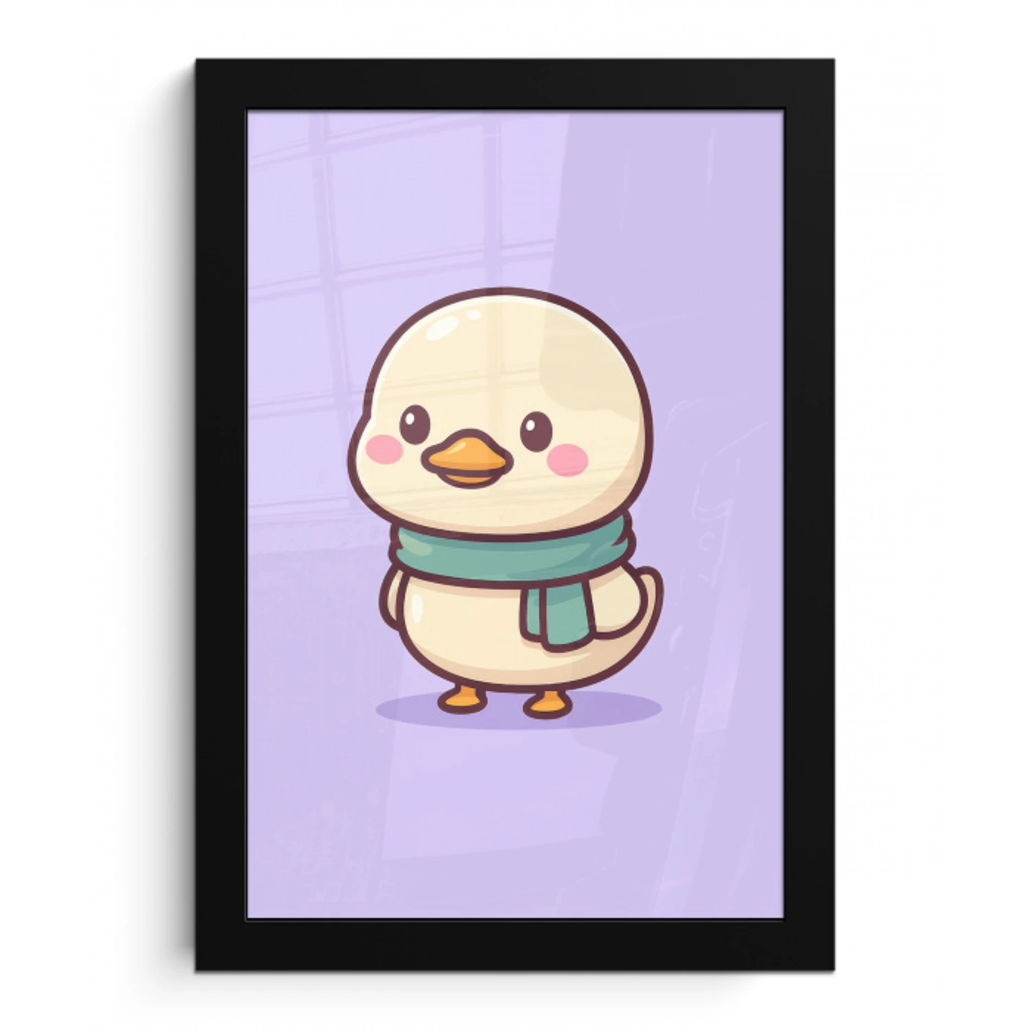 Eend - Sjaal - Paars fotolijst zwart zonder passe partout klein -3d