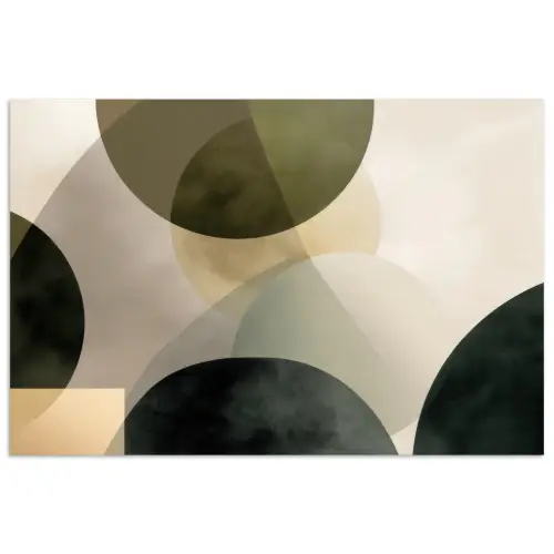 Vlakken - Abstract - Beige - Cirkels poster papier klein -3d