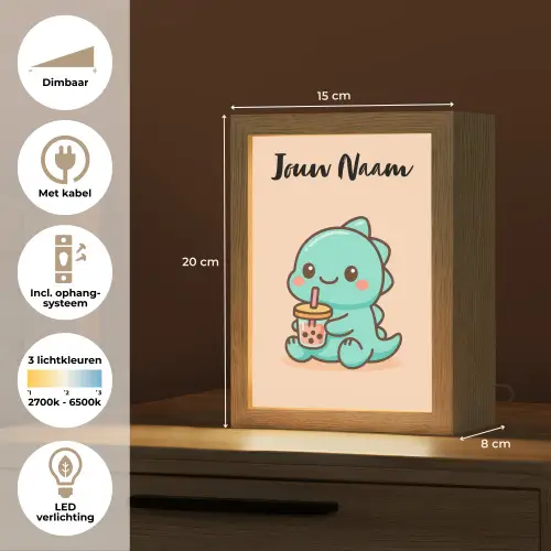 Dino - Boba - Turquoise Light Box met kabel (Kinderlampje) klein -USP_NL