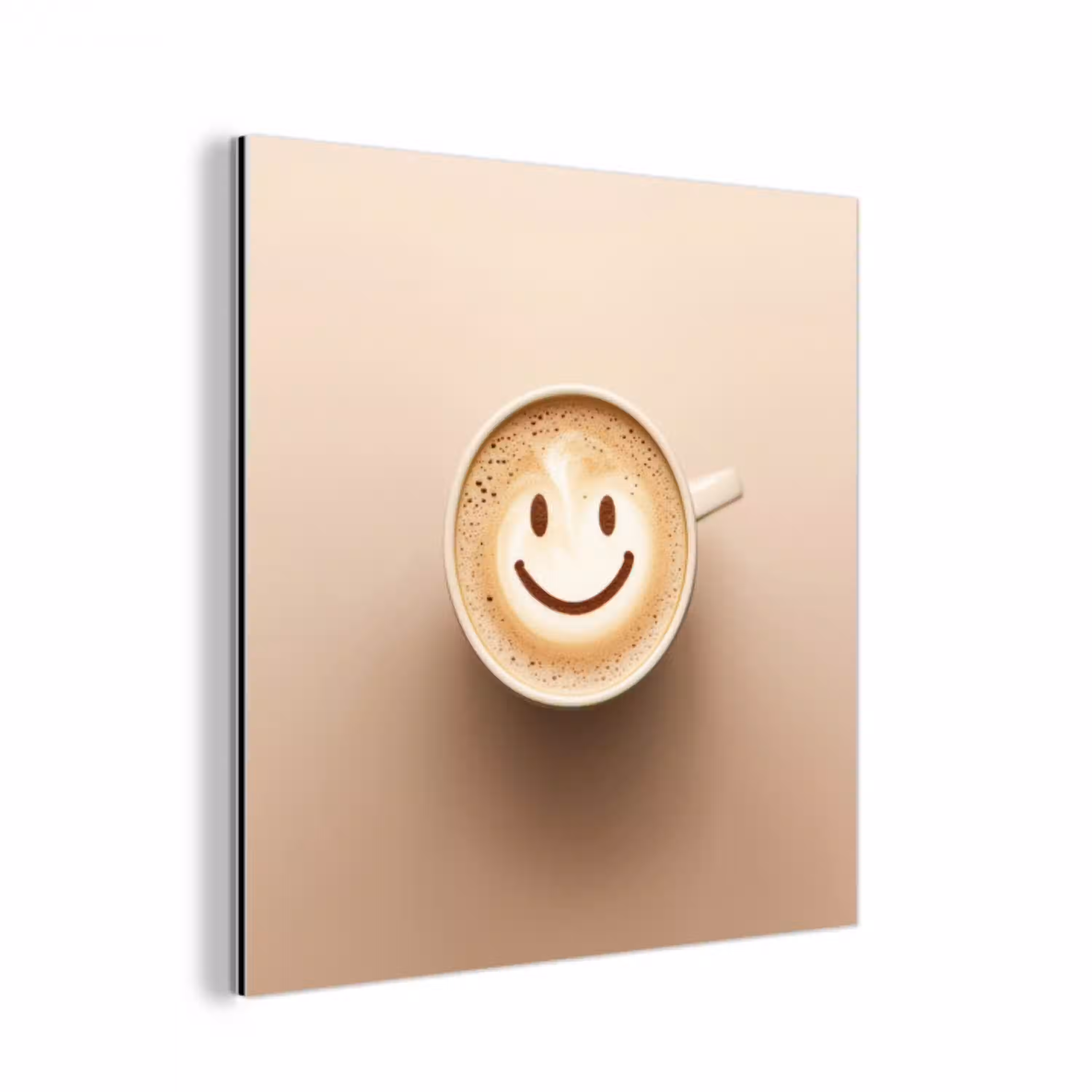 Koffie - Melkschuim - Lach - Beige aluminium wit klein -3d