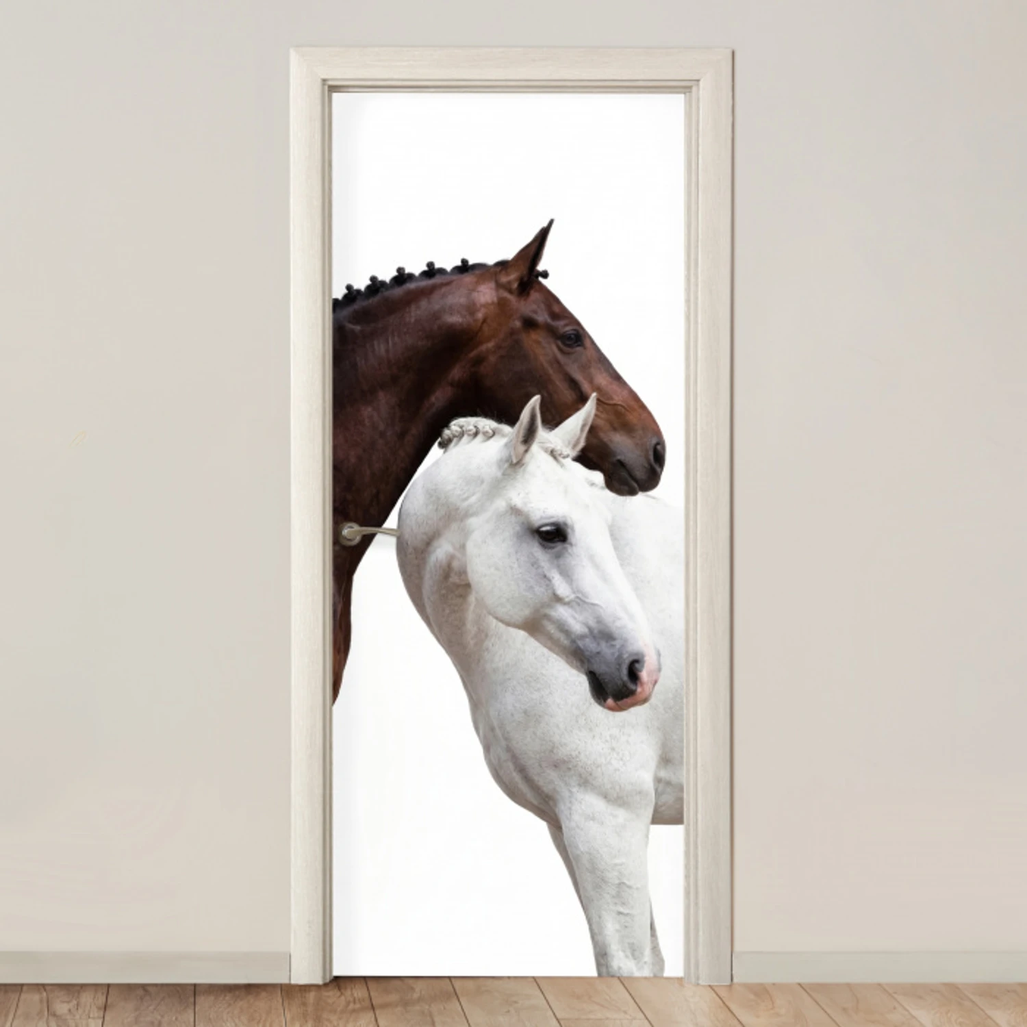 Paard - Modern - Balans deurposter klein -3d_beige