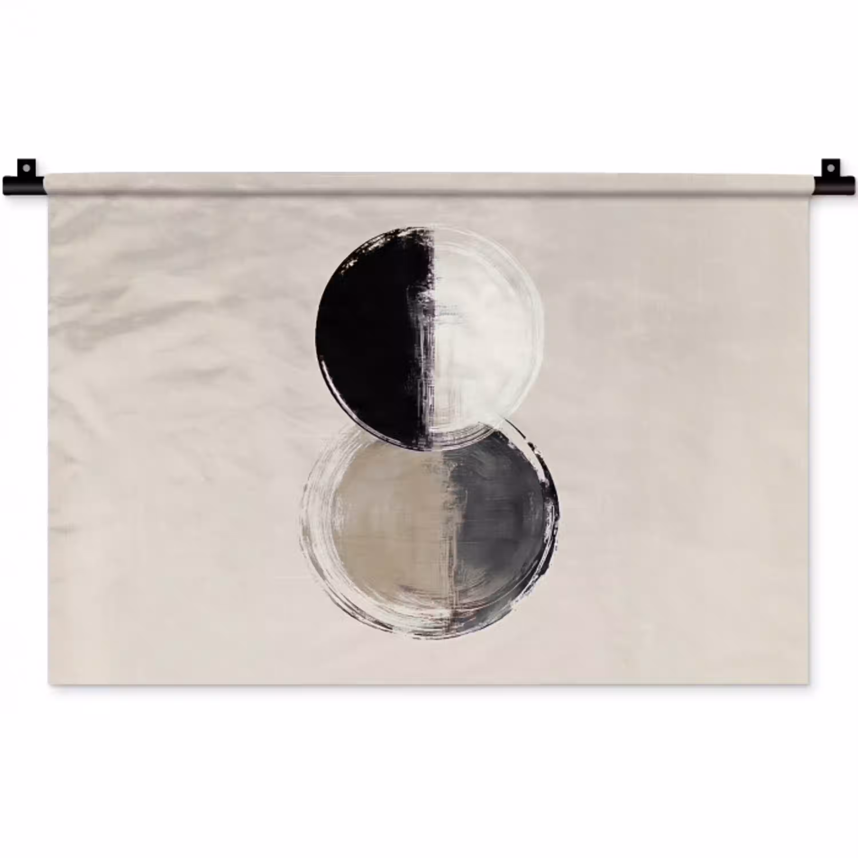 Cirkels - Strepen - Minimalistisch - Zwart Wandkleed katoen klein -zz3d