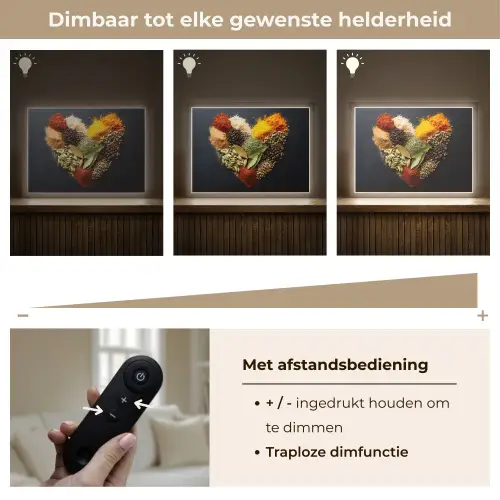 Specerijen - Mix - Hartvorm - Zwart Light Box met batterij (Wandlamp) middel -USP_dimbaarNL