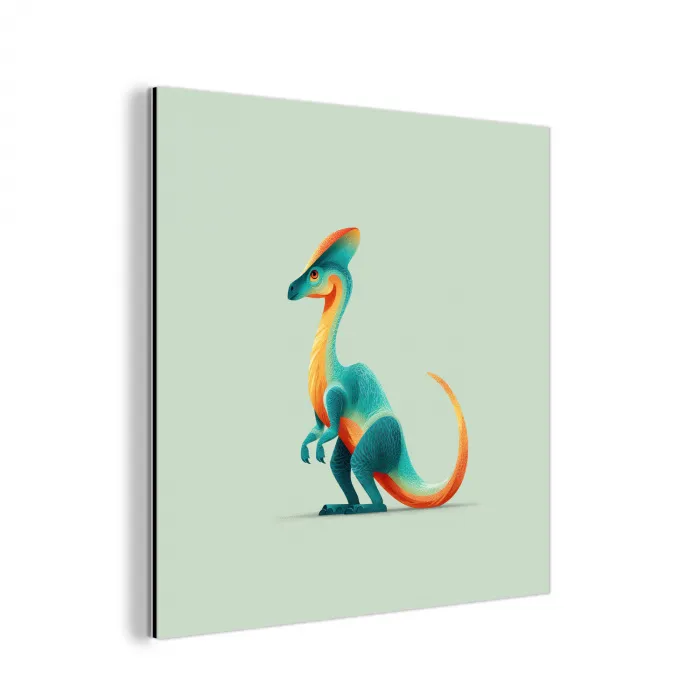 Staart - Dino - Minimalistisch - Blauw aluminium wit klein -3d