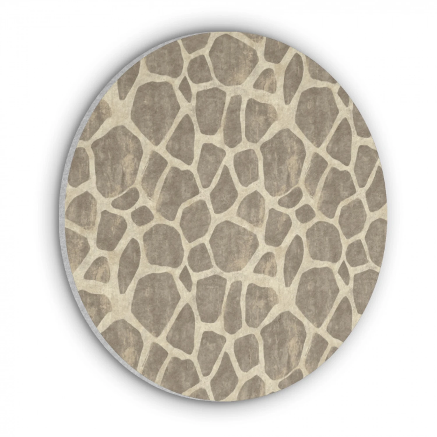 Giraf - Patroon - Beige - Bruin Akoestische PET Vilt - Rond klein 838 -3d