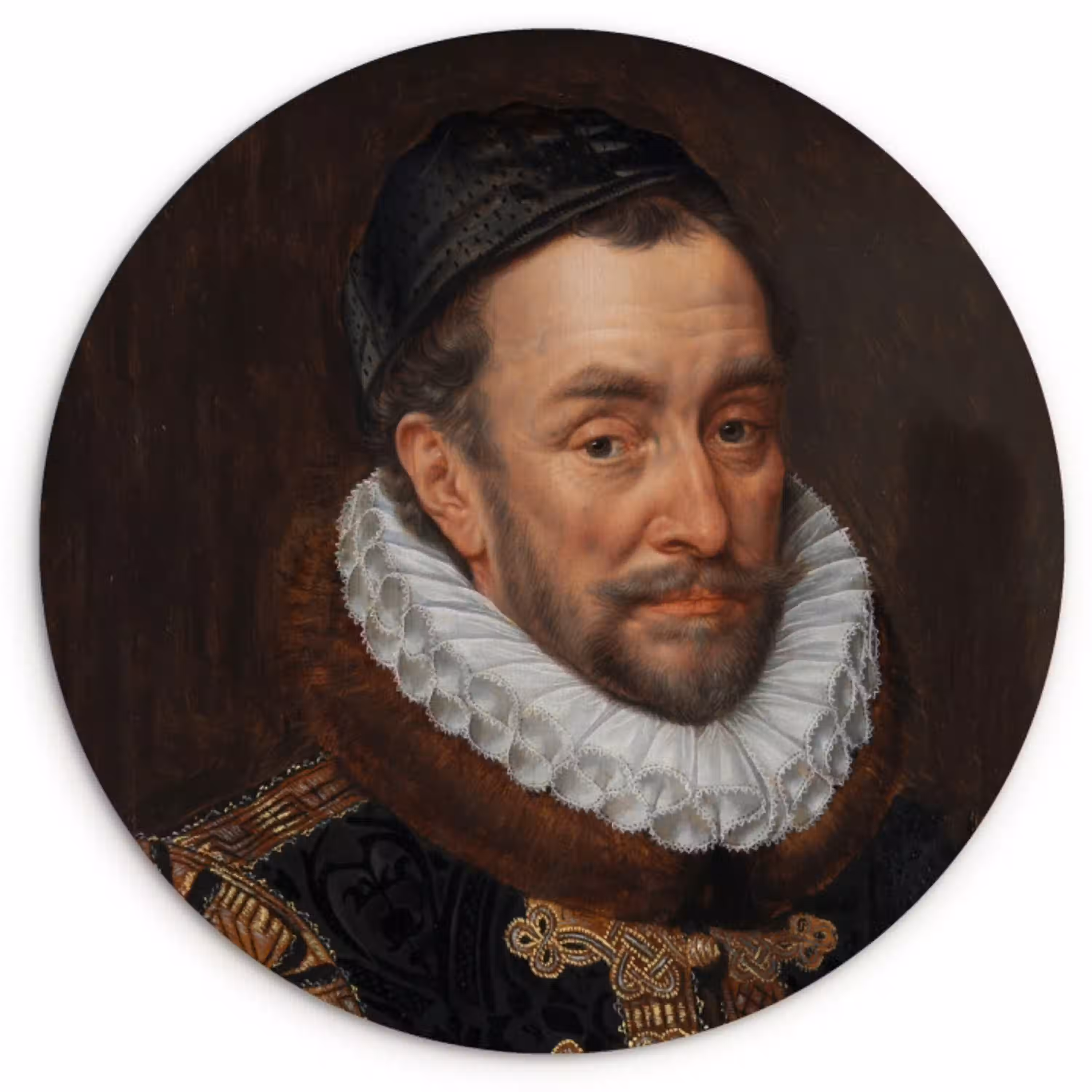 Willem van Oranje - Schilderij van Adriaen Thomasz. Wandcirkel kunststof plaat 5mm dik klein -3d