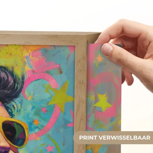 Kleurrijk portret - Kroon - Sterren Light Box met batterij (Wandlamp) middel -USP_websiteprintNL