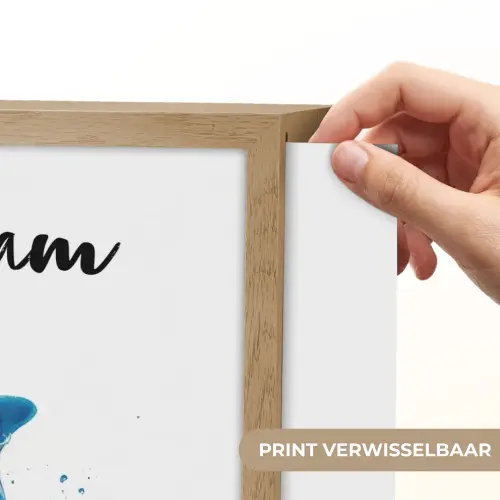 Dolfijn - Blauw - Water - Druppels Light Box met batterij (Wandlamp kind) middel -USP_websiteprintNL