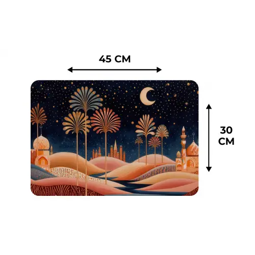 Sterrenhemel - Palmen - Rivier Placemat vinyl groot -specs