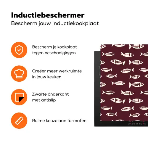 Vissen - Grafisch - Patroon - Donker Inductie beschermer vinyl 3mm klein 276 -zzzzzzz-td-ups