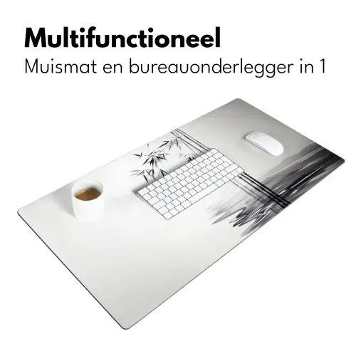 Bamboestammen - Water - Minimalistisch - Wit Muismat XXL klein -sfeer4