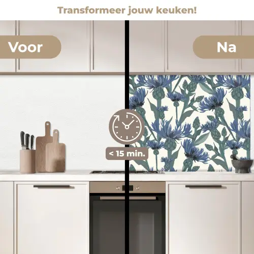 Patronen - Korenbloem - Natuur - Plant keuken achterwand 2 middel 871 -voor-na2_NL