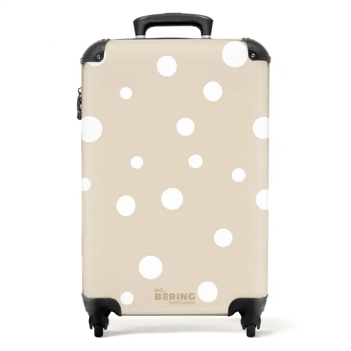 Beige achtergrond met witte stippen NBS - Handbagage koffer - Unisex middel -productfoto_recht
