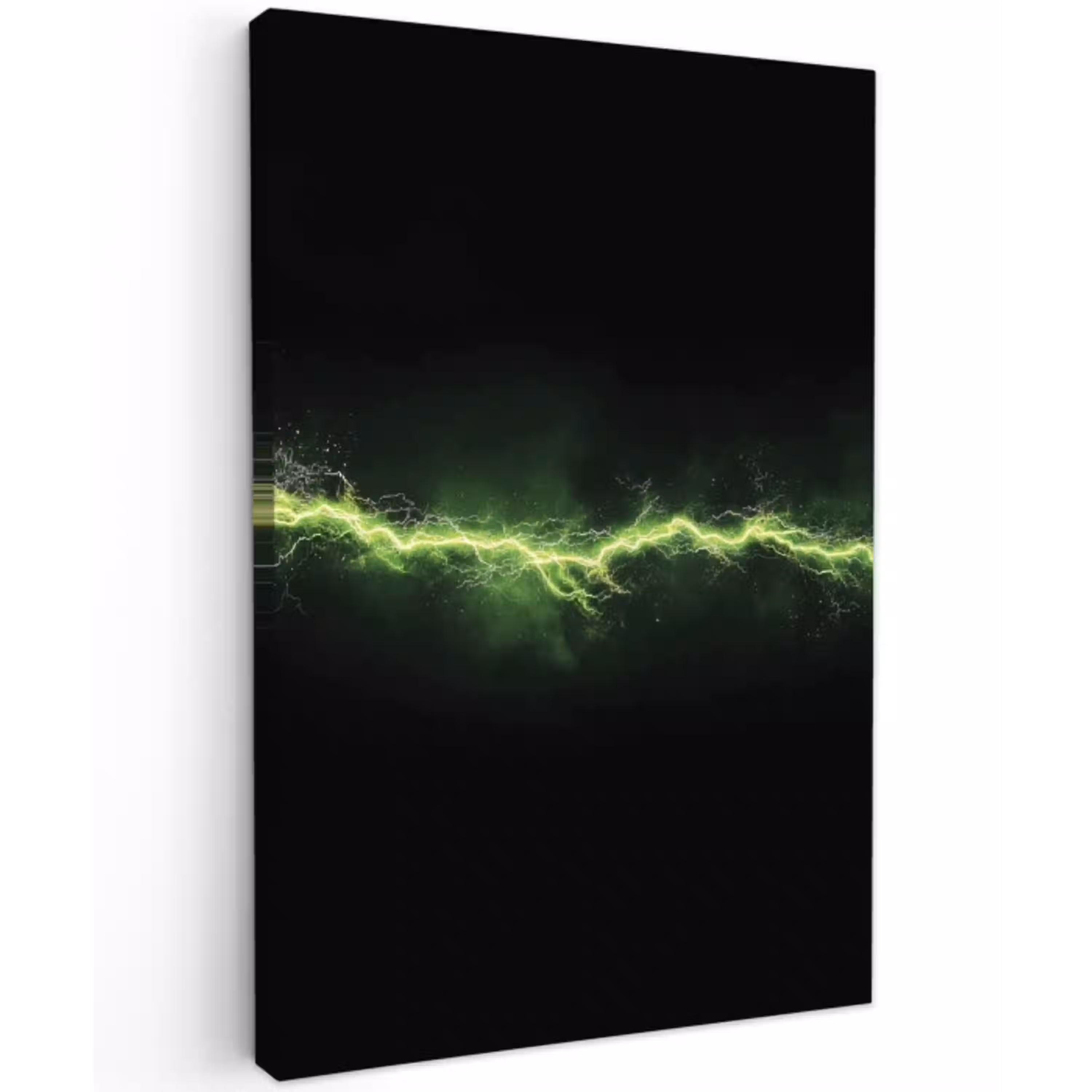 Gaming - Elektriciteit - Lijn - Vonken - Groen Tuinposter op houten frame 2 cm dik middel -3d