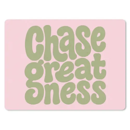 Chase greatness - Groen - Roze - Retro muismat rubber klein -3d