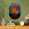 Sierglas - Boom - Rood - Vlakken Wandcirkel Ovaal Forex klein -sfeer2