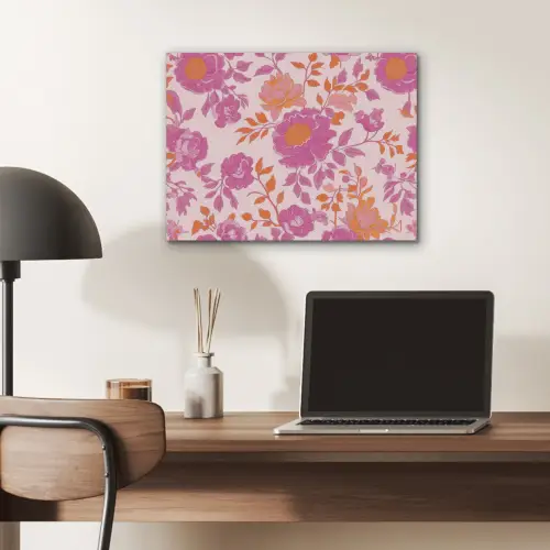 Bloemenpatroon - Roze - Oranje - Bloemen PET vilt klein -sfeer5