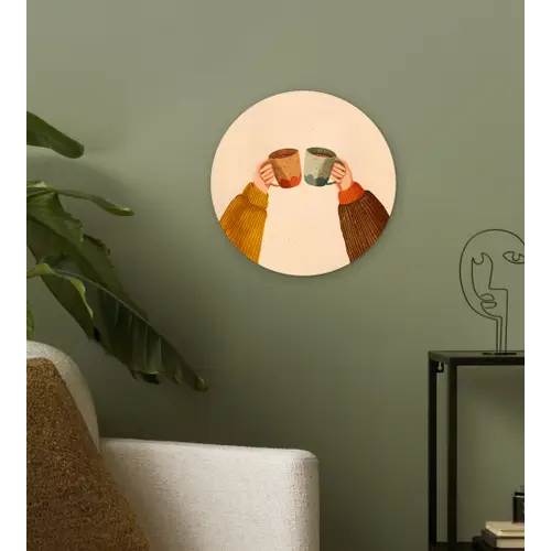 Illustratie - Mokken - Proosten - Bruin Wandcirkel kunststof plaat 5mm dik klein -sfeer3