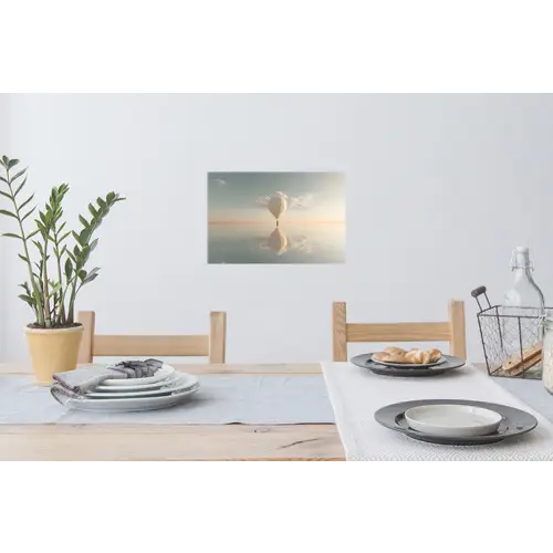 Luchtballon - Wolken - Water - Blauw Muursticker klein -eettafel