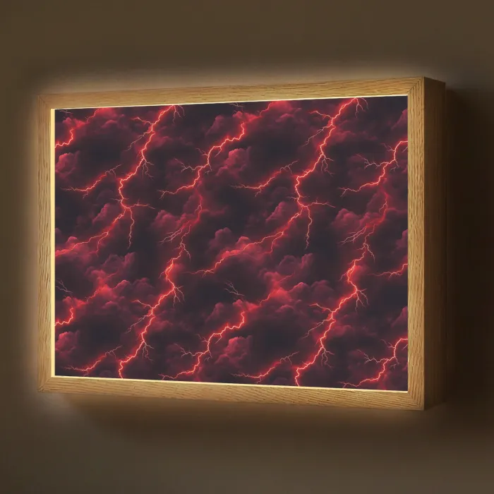 Rood - Onweer - Bliksem - Wolken Light Box met batterij (Wandlamp) middel 907 -z3d_website