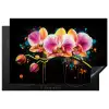Orchidee - Graffiti - Kleurrijk - Bloemen - Abstract Inductie beschermer vinyl 3mm klein -3d