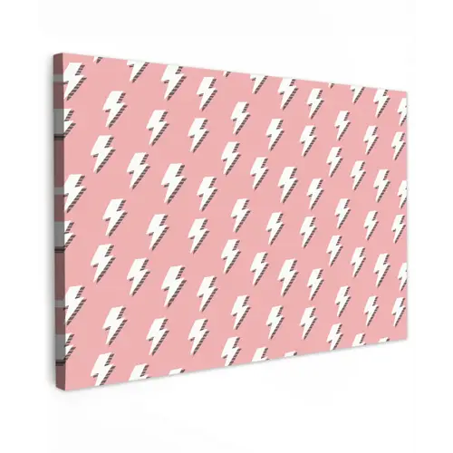 Patroon - Wit - Bliksem - Roze Tuinposter op houten frame 2 cm dik klein 845 -3d