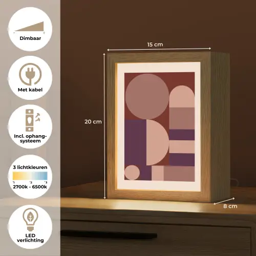 Geometrisch - Cirkels - Rood Light Box met kabel (Tafellamp) klein -USP_NL