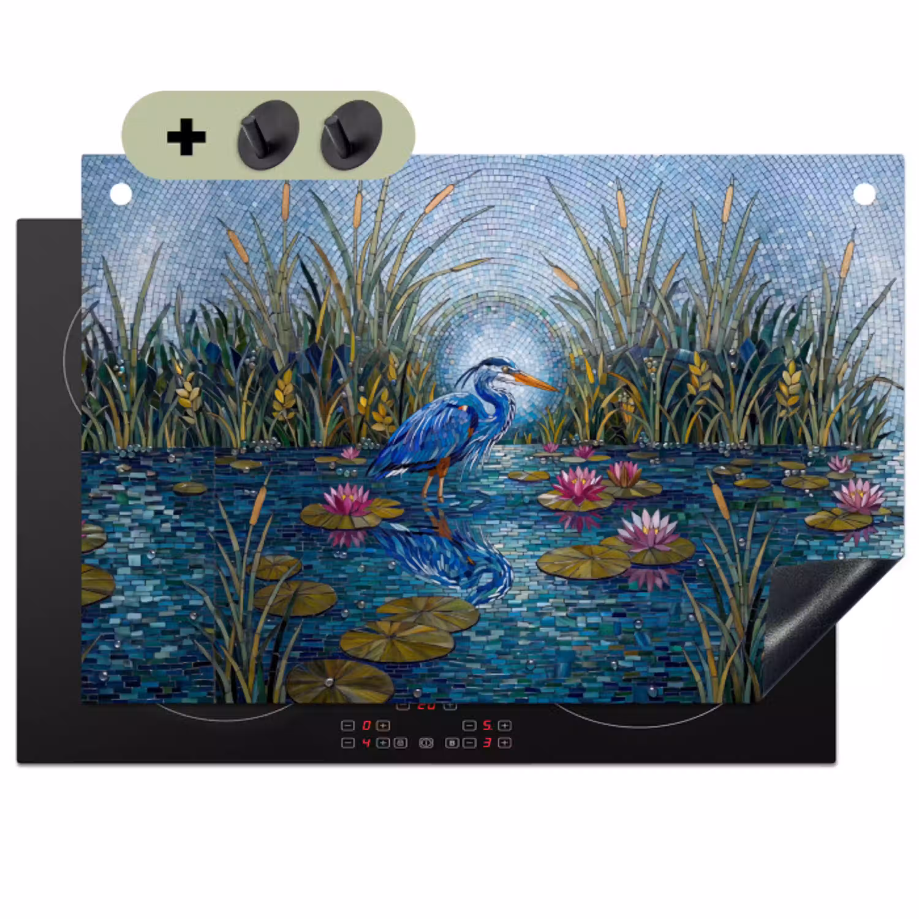 Vogel - Water - Natuur - Abstract - Blauw Inductie beschemer met haakjes klein -3d