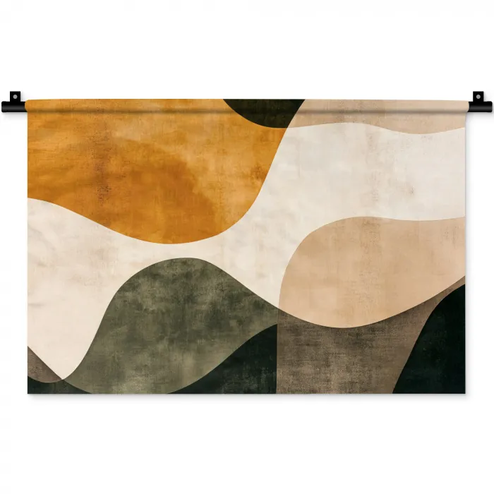 Vormen - Okergeel - Abstract Wandkleed katoen klein -zz3d