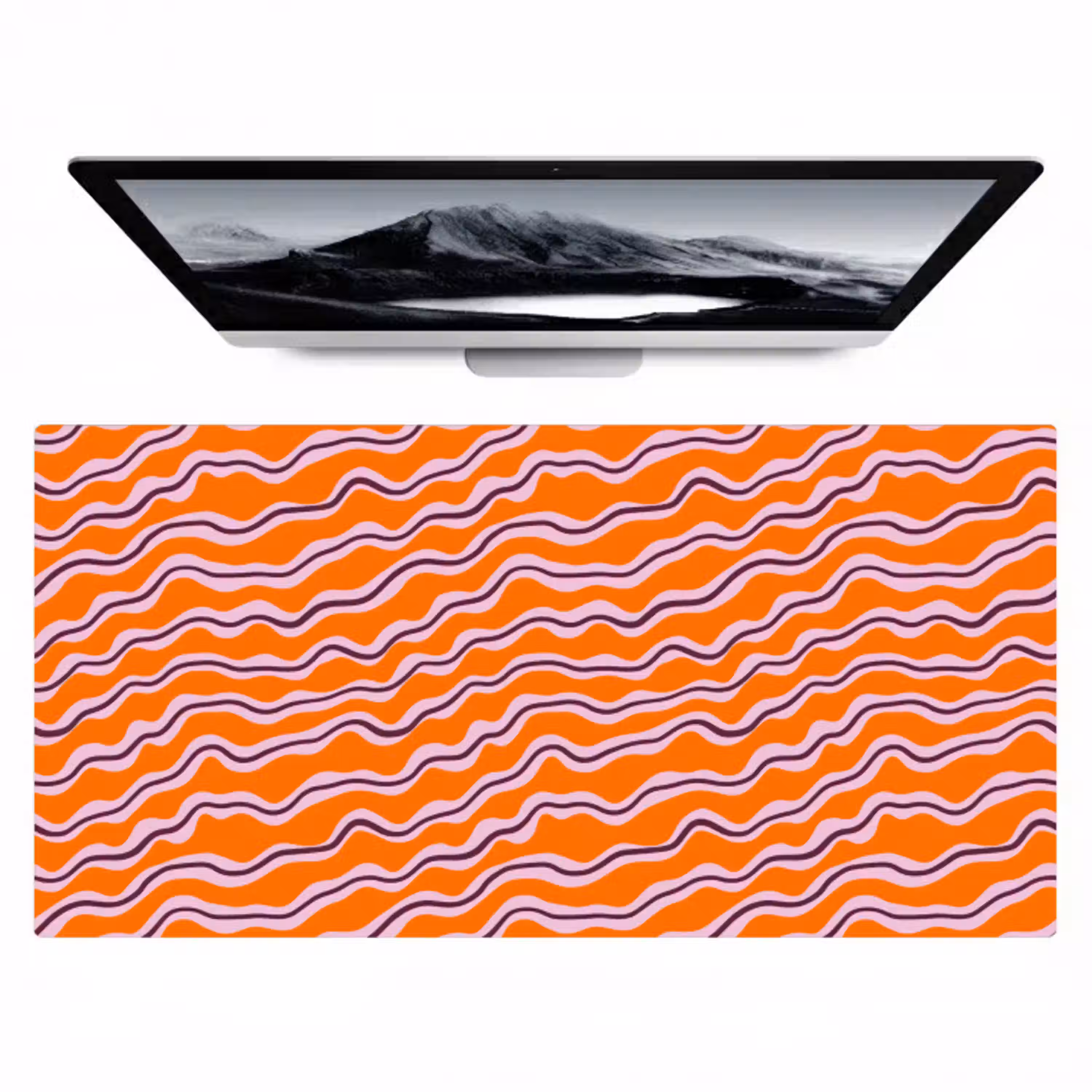 Retro - Golvend - Oranje Muismat XXL klein 681 -zzz3d