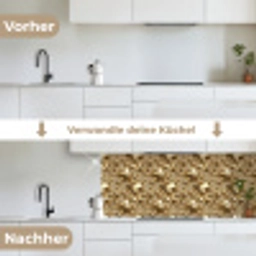 Druppels - Organisch - Goud keuken achterwand 2 middel 871 -voor-na_DE