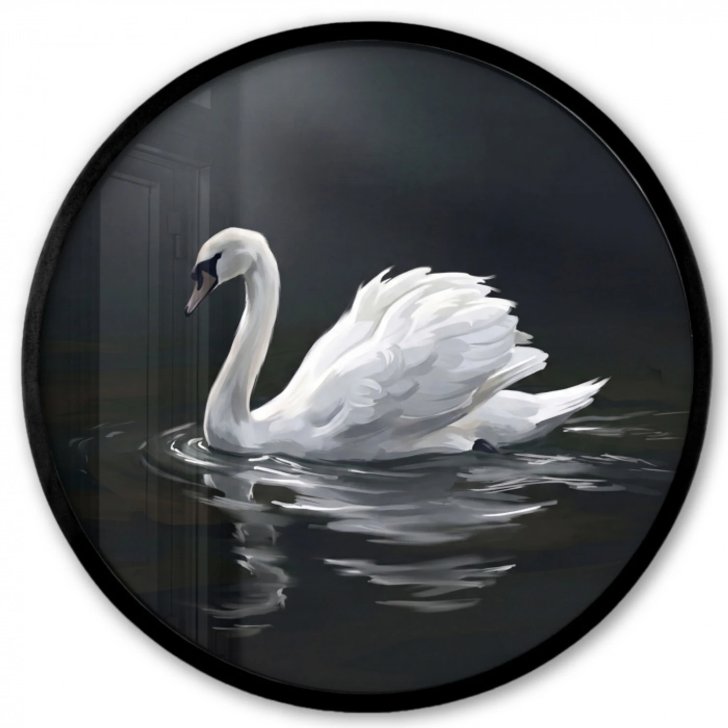 Zwaan - Water - Natuur - Realistisch - Wit Fotolijst rond zonder passe partout klein -3d