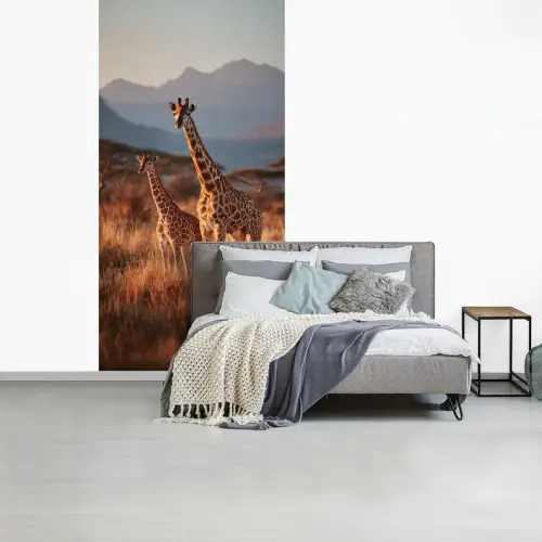 Giraffen - Hoog gras - Acaciabomen fotobehang vinyl groot -slaapkamer