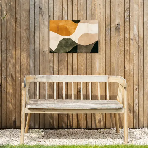 Vormen - Okergeel - Abstract Tuinposter op houten frame 2 cm dik klein -sfeer4