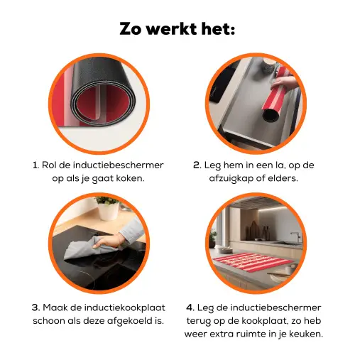 Strepen - Rood - Try again Inductie beschermer vinyl 3mm klein -zzzzzzz-td-werking