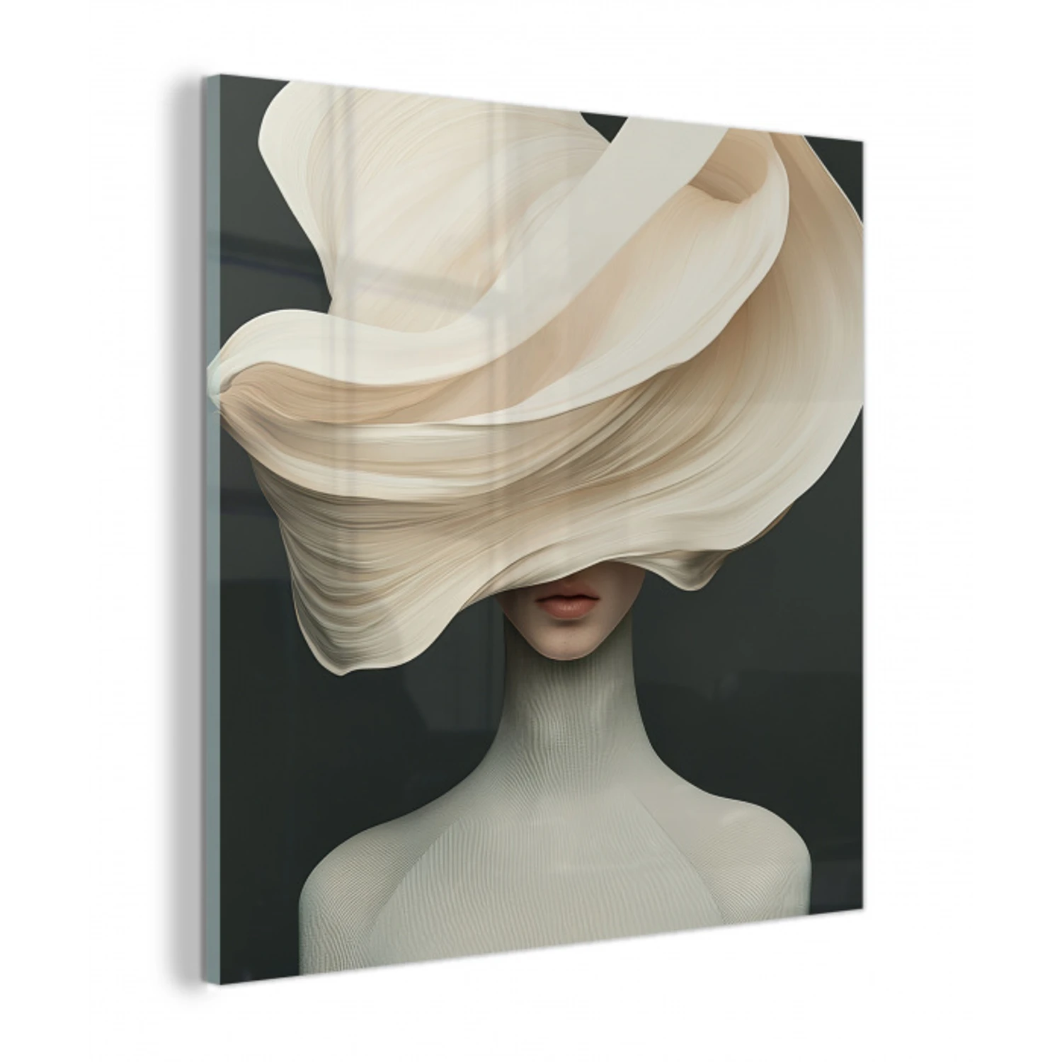 Vrouw - Beige - hoed plexiglas 5mm klein -z3d