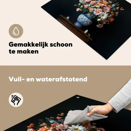 Hout - Vaas - Kleuren - Bloemen Inductie beschemer met haakjes klein -ky-schoon-nl