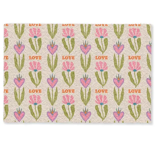 Love - Patroon - Bloemen - Hartjes Deurmat klein 898 -zkaufland3d