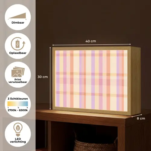 Pastel - uitpatroon - Geometrisch Light Box met batterij (Wandlamp) middel 907 -USP_websiteoverzichtNL