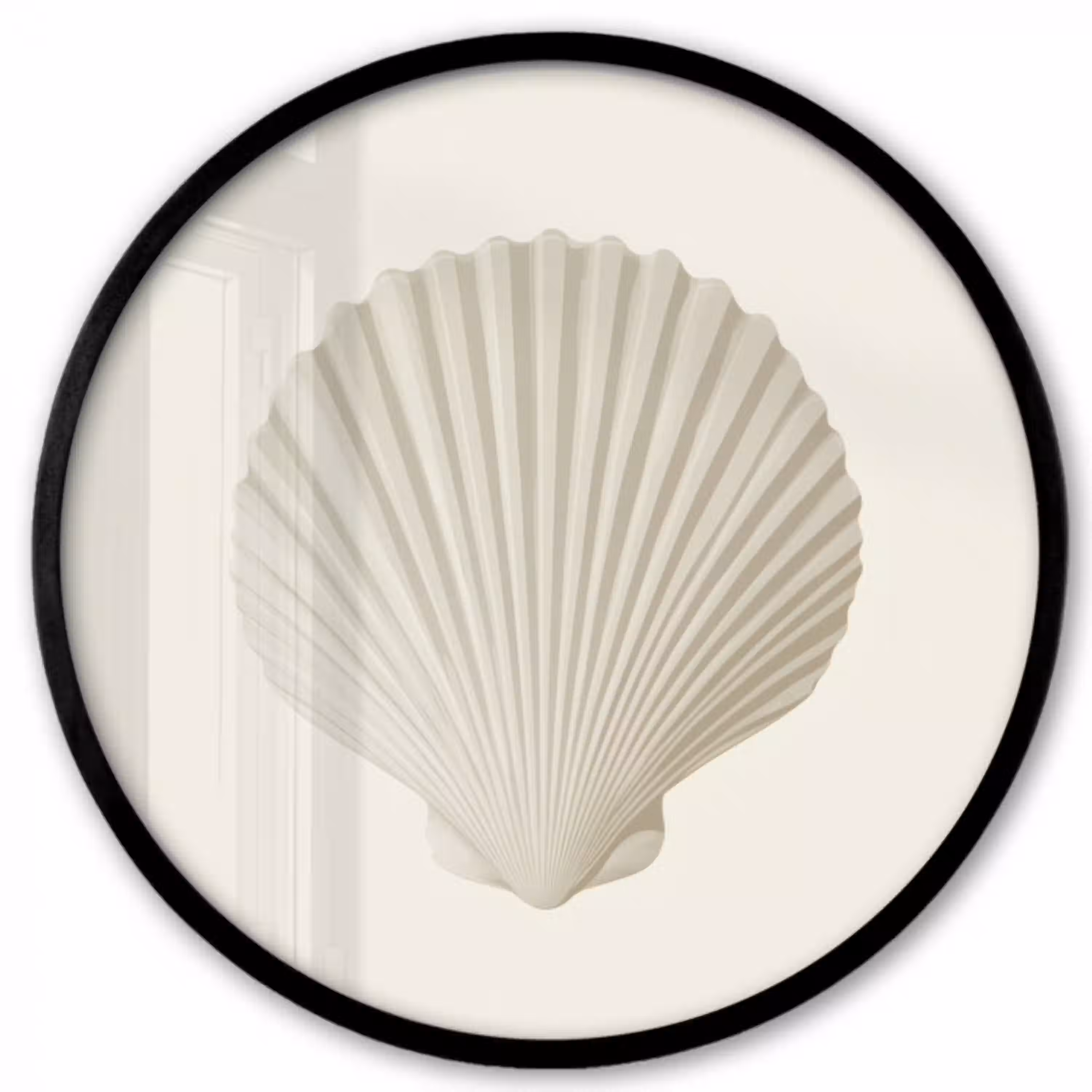Schelp - Minimalistisch - Wit Fotolijst rond zonder passe partout klein -3d