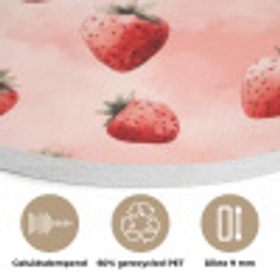 Aardbei - Patroon - Roze Akoestische PET Vilt - Rond klein 838 -closeup_NL