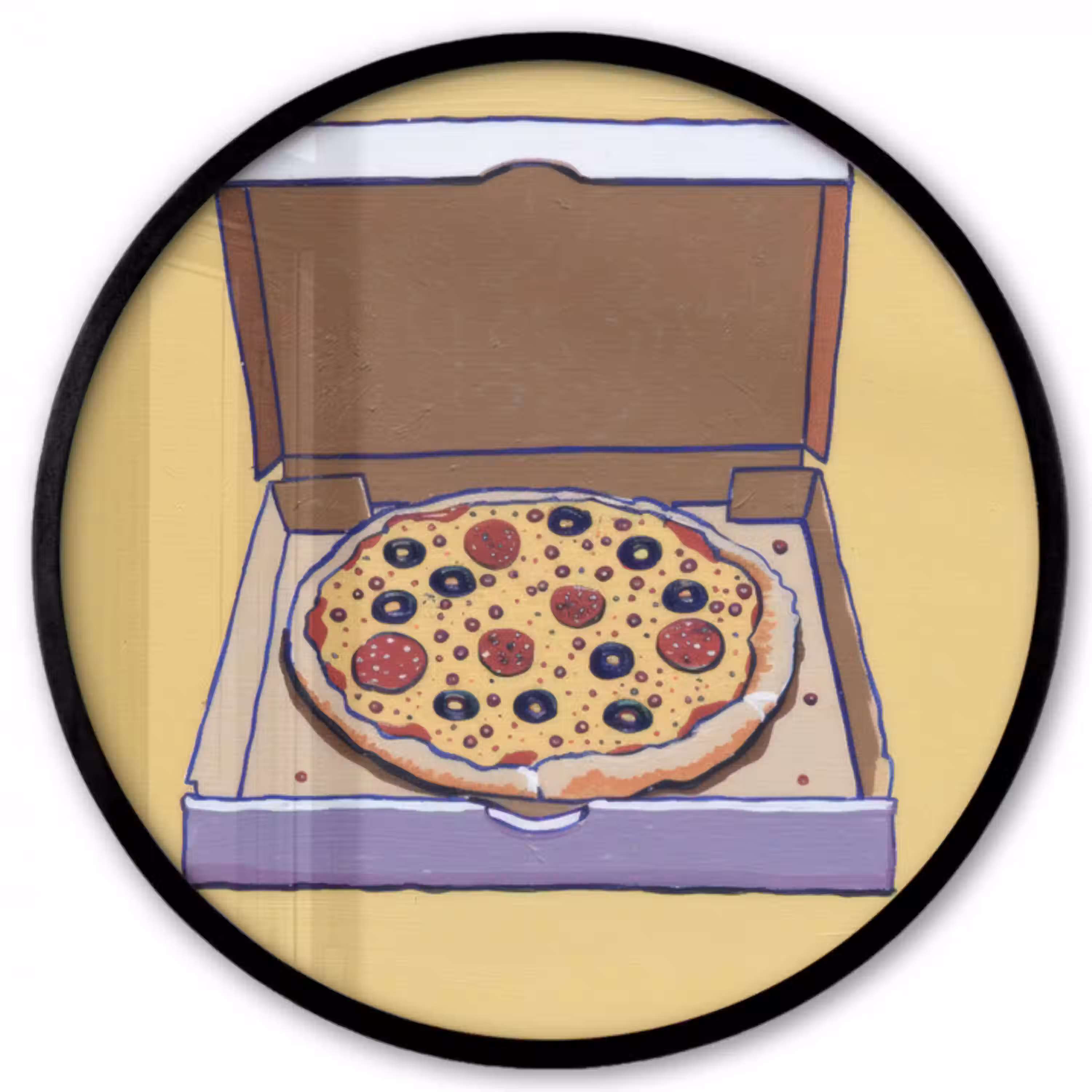 Pizza - Doos - Salami - Illustratie Fotolijst rond zonder passe partout klein -3d