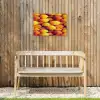 Vrucht - Waterdruppels - Oranje Tuinposter op houten frame 2 cm dik klein 845 -sfeer4