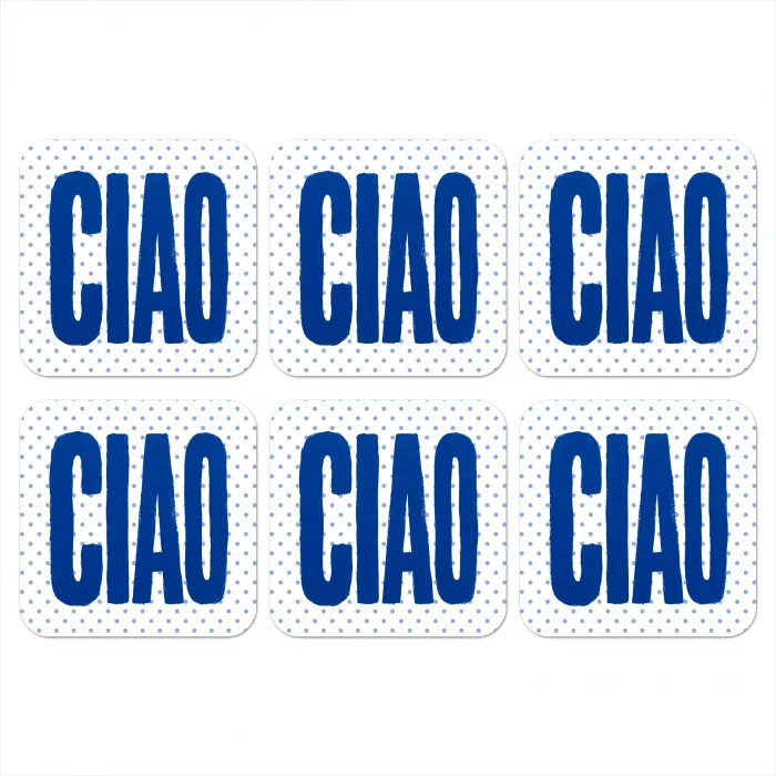 Ciao - Blauw - Stippen onderzetter kurk middel -3d