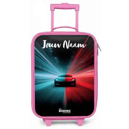 Sportauto - Blauw - Neon - Stad Kinderkoffer - Roze klein -zz3dotto
