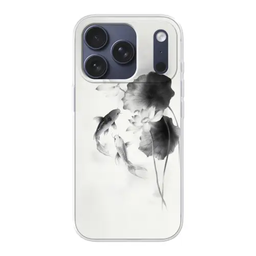 Lotusbloemen - Vissen - Bladeren - Zwart Telefoonhoesje iPhone 17 Pro klein -3d