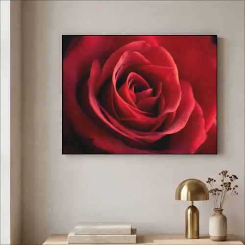 Rood - Roos - Romantisch Textielframe zwart klein -sfeer2