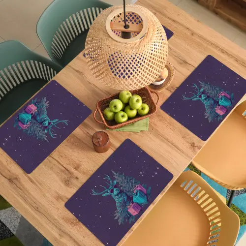 Rendier - Zonnebril - Neon - Kerstboom Placemat vinyl groot -zzsfeer5_Kitchenyeah-website