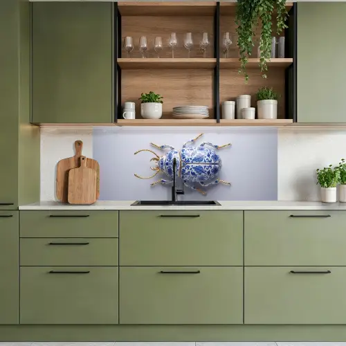 Kever - Delfts  - Blauw - Goud keuken achterwand 2 middel -sfeer3