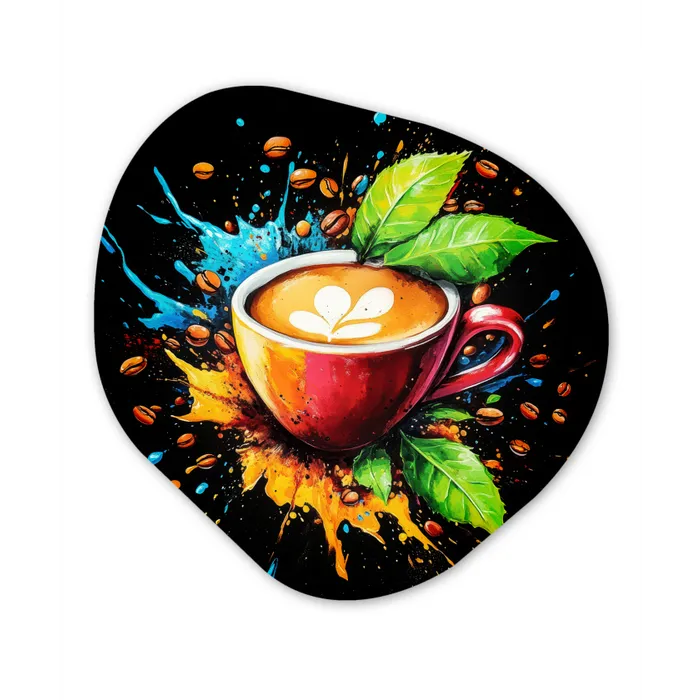 Koffie - Graffiti - Drinken - Abstract Wandcirkel Organisch Forex 3mm klein -3d